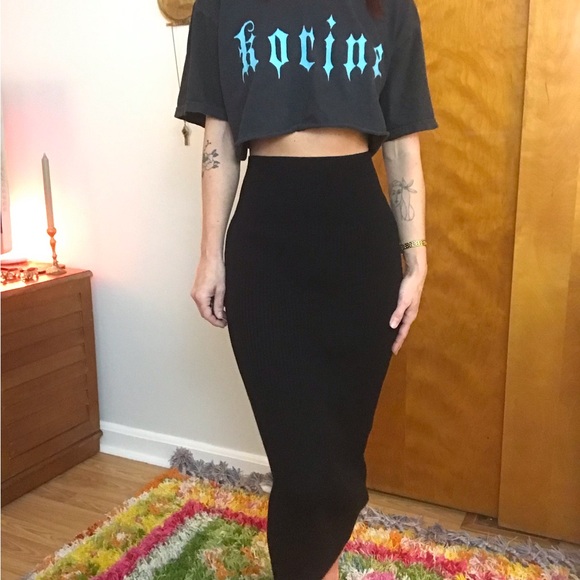 The BABATON Group Aritzia Black Ribbed Tube Pencil Bodycon Skirt - Picture 2 of 11